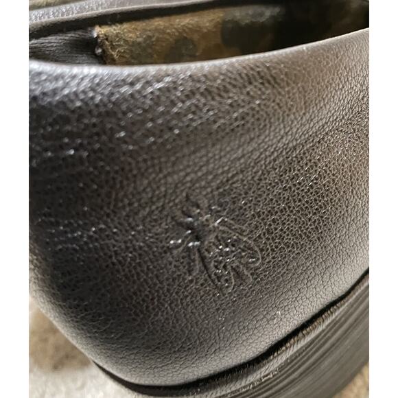 FLY London Black Leather Yale Shoes 41 US 10 Mary Janes Wedge - Picture 8 of 10